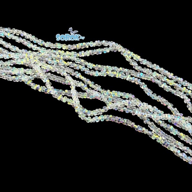 БУСИНА из стекла, Free form, Crystal AB, 2х4мм / НИТЬ