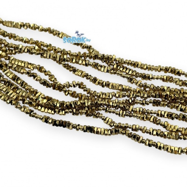 БУСИНА из стекла, Free form, Gold, 2х4мм / НИТЬ
