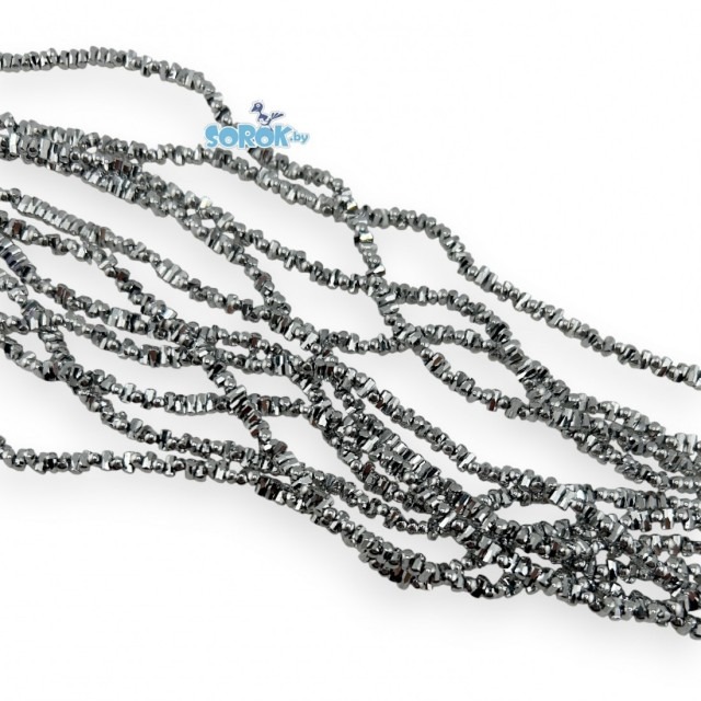 БУСИНА из стекла, Free form, Silver, 2х4мм / НИТЬ