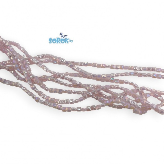 	БУСИНА из стекла, квадрат с огр., Pink Satin, 6мм