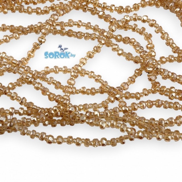 БУСИНА из стекла, бочонок с огр, GoldenShadow, 2,5х3,5мм