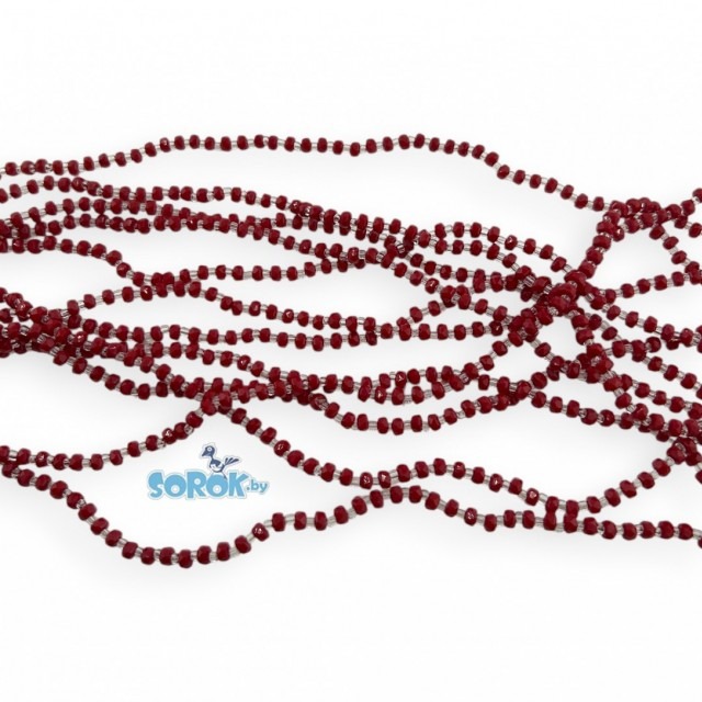 	БУСИНА из стекла, бочонок с огр, Burgundy, 2,5х3,5мм