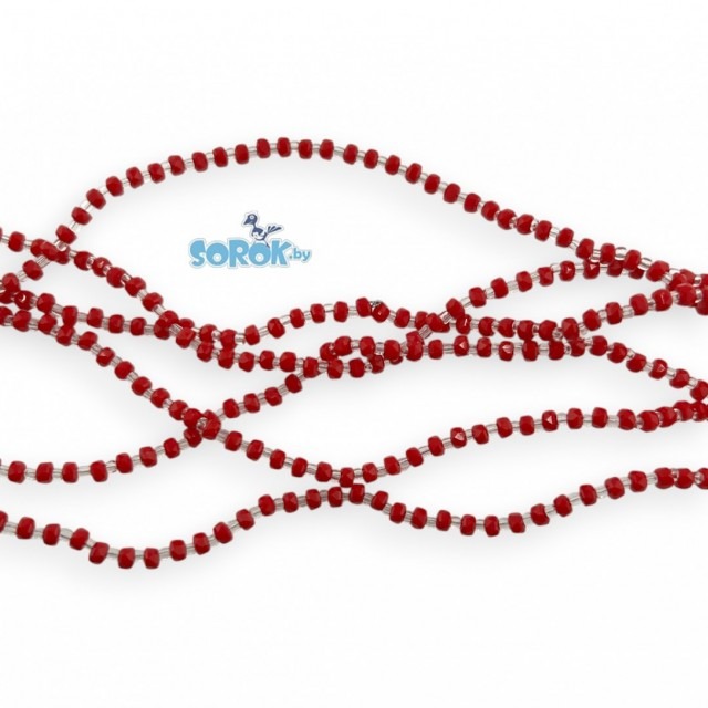 БУСИНА из стекла, бочонок с огр, Red, 2,5х3,5мм