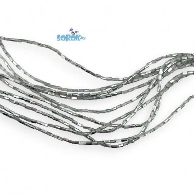 БУСИНА из стекла, брусок, Chrome, 5х3мм