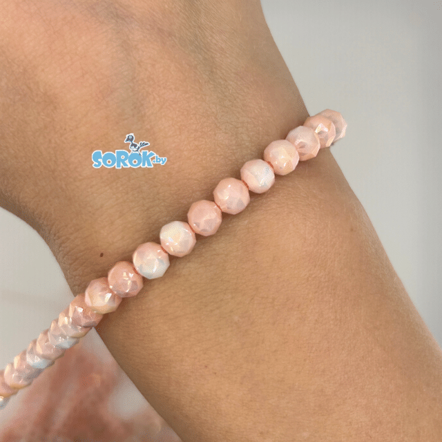 БУСИНА из стекла с огр. призма, шар, Pastel Light Peach, 6мм