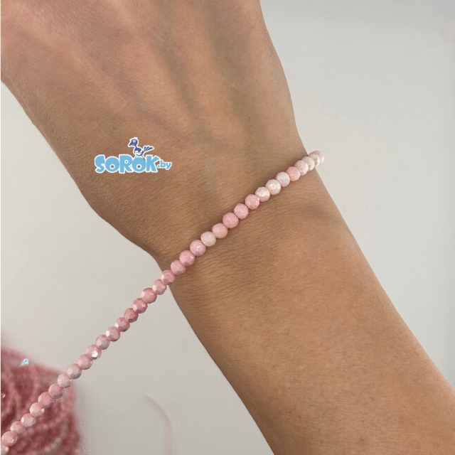 	БУСИНА из стекла с юв.огр., шар, Pastel Rose gradient, 4мм/нить 36см