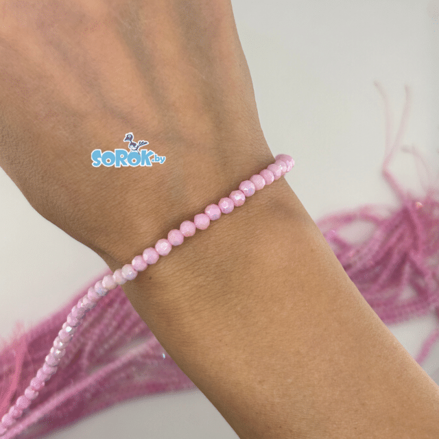 	БУСИНА из стекла с юв.огр., Pastel Light Pink gradient, 4мм/нить 36см
