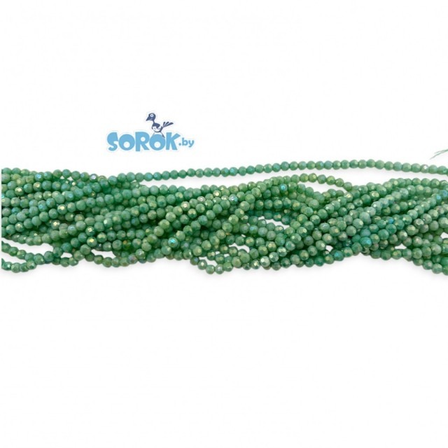 	БУСИНА из стекла с юв.огр., Pastel Light Green, 4мм/нить 36см