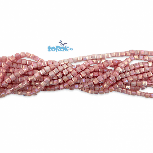 БУСИНА из стекла, куб, Baby Pink, 4,5x4,5мм