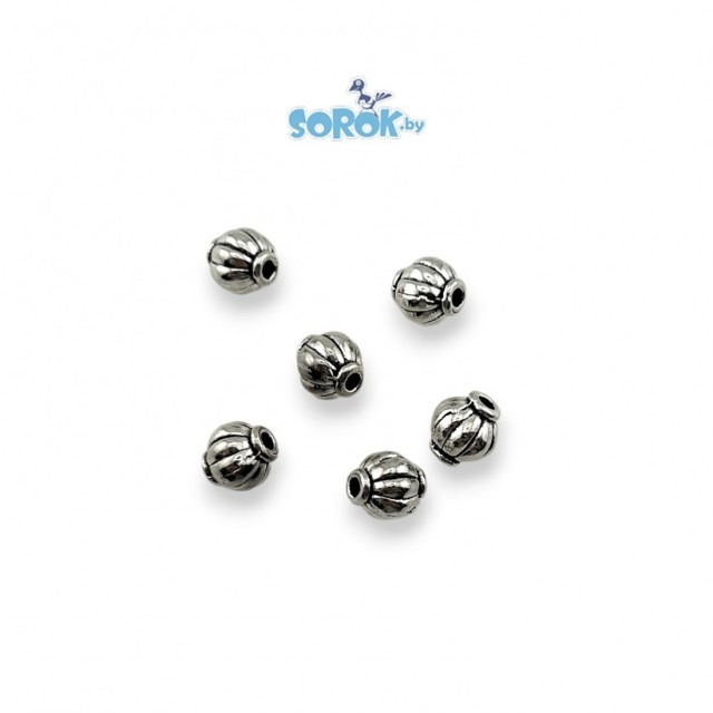 БУСИНА, фонарик, цвет темное серебро, 6х6мм