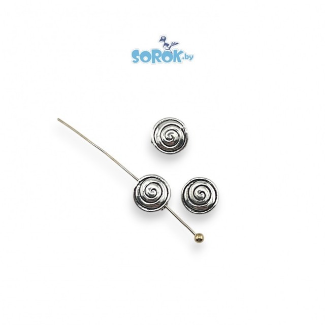 БУСИНА-разделитель, спираль, цвет светлое серебро, 8х3,5мм
