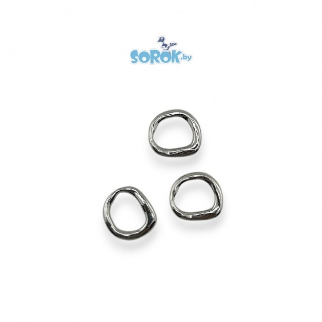 БУСИНА-разделитель, мятый овал, цвет серебро, 12,5х1,5мм