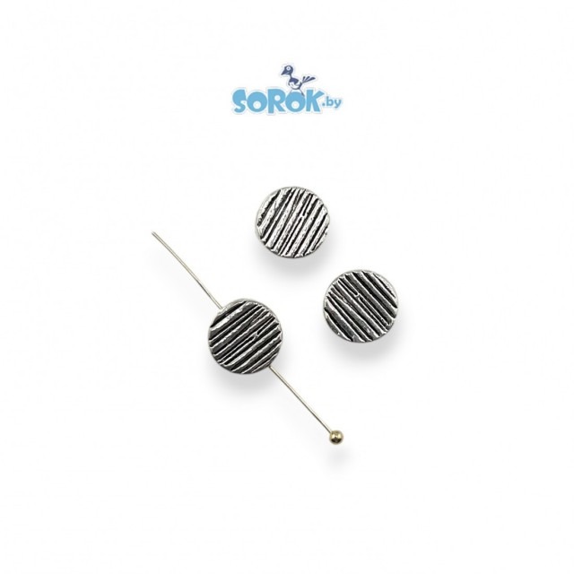 БУСИНА, рифленый диск, цвет серебро, 11х5мм