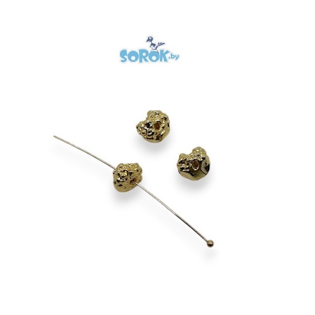 БУСИНА,золотой слиток, позолота 18К, 8,6x7,7x1,2