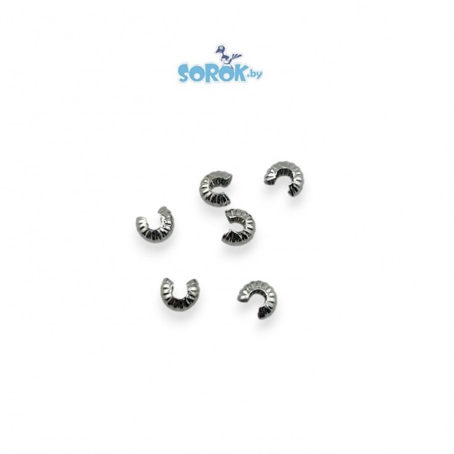 БУСИНА маскирующая, рифленая, родий, 4мм