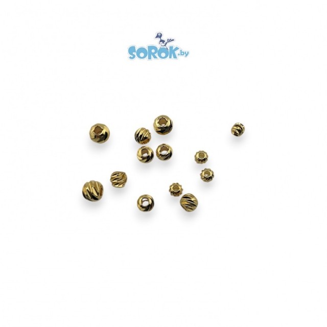 БУСИНА, тыква резная, позолота 18К