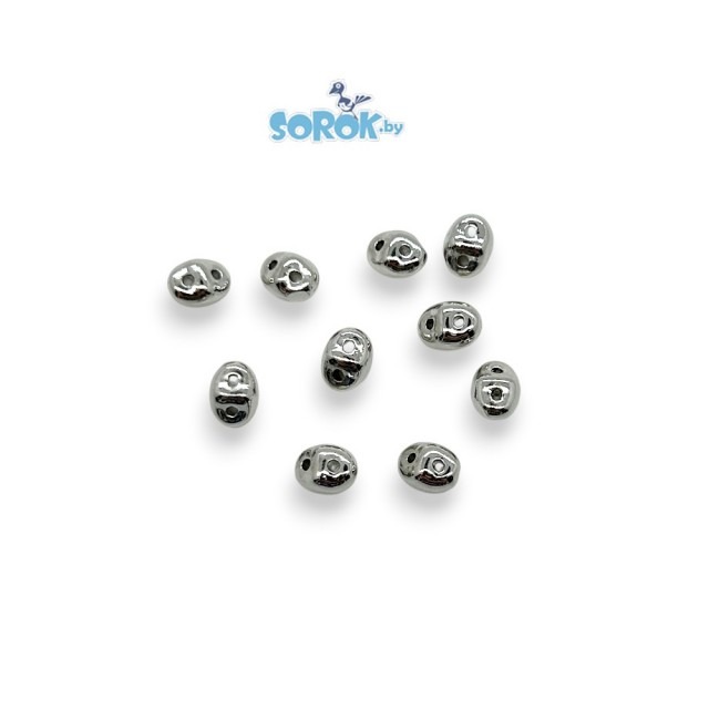 БУСИНА, SuperDuo, родий, 6,5x5x4мм