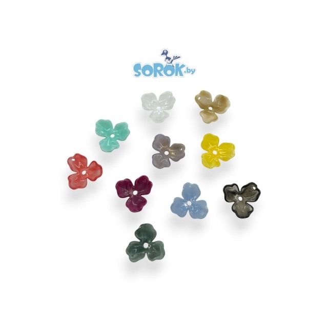 БУСИНА-ПОДВЕСКА пластик, под камень, цветок , микс, 24х5мм
