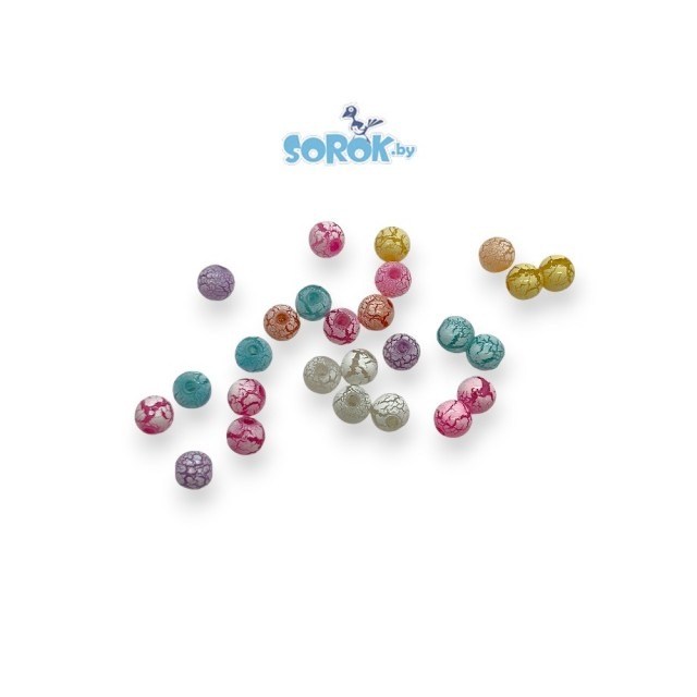 БУСИНА, акрил,кракле, микс, 8мм/10гр