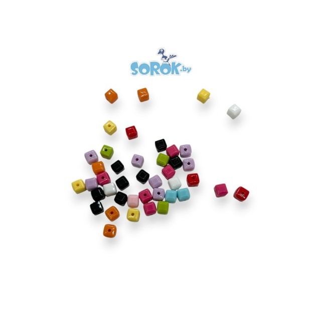 БУСИНА, акрил, куб, микс, 6мм/10 гр