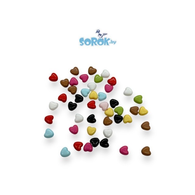 БУСИНА, акрил, сердечко, микс, 6мм/10 гр