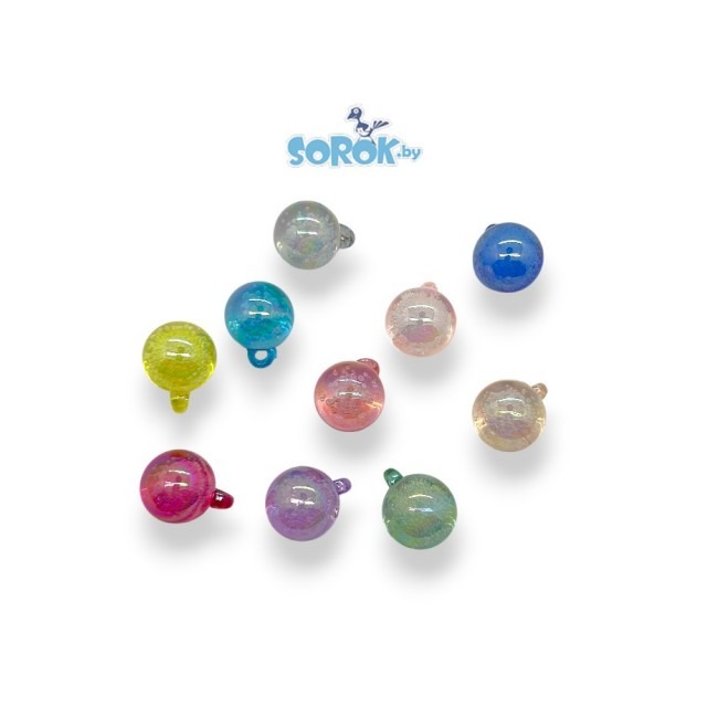 БУСИНА-подвеска, акрил, шар, глянец микс, 21x16мм