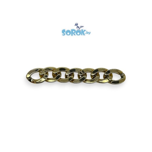 БУСИНА, акрил, овальное звено цепи, золото, 22x16мм