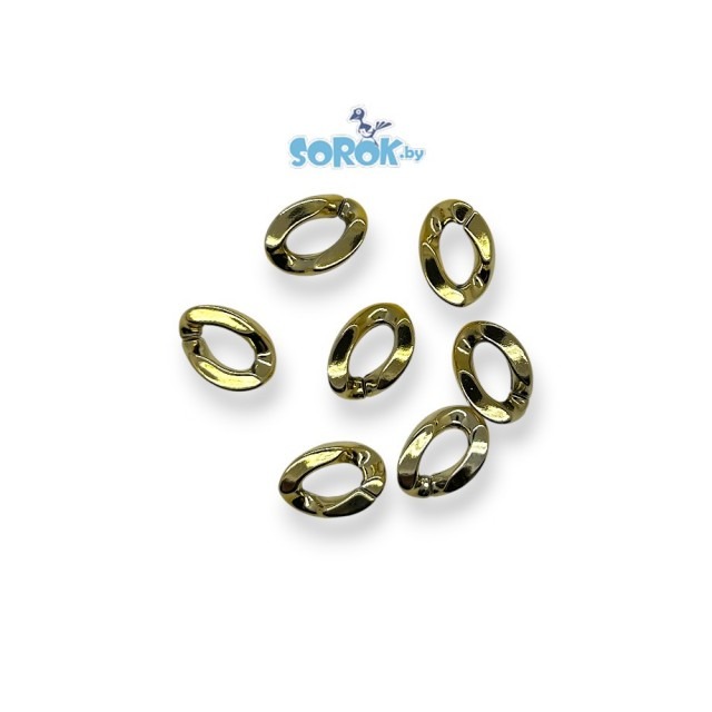 БУСИНА, акрил, овальное звено цепи, золото, 22x16мм