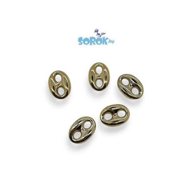 БУСИНА, акрил, овал, пуговица, золото, 24x17мм