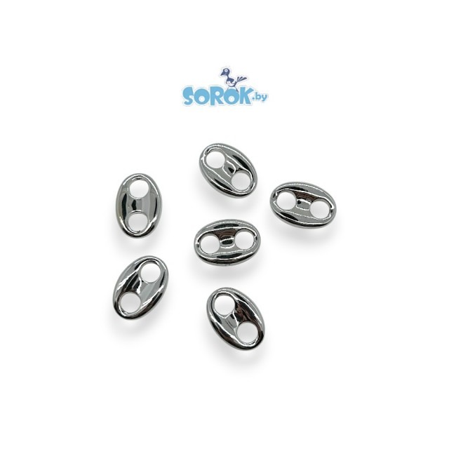 БУСИНА, акрил, овал, пуговица, серебро, 24x17мм