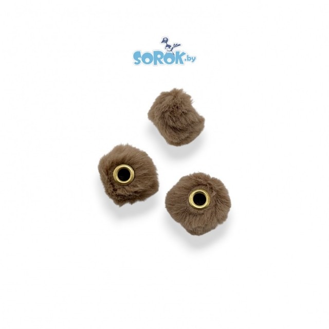 БУСИНА с широким отверстием, меховая, капучино, золото 12х14мм