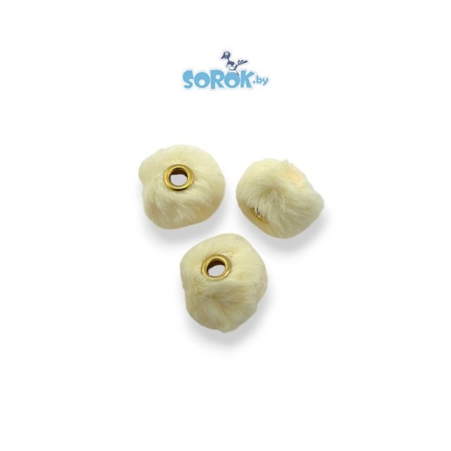 БУСИНА с широким отверстием, меховая, крем, золото 12х14мм