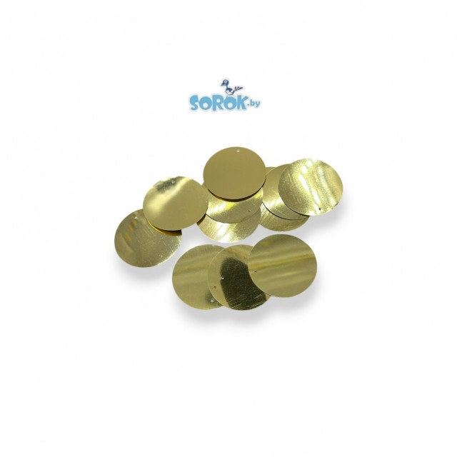 ПАЙЕТКИ, золото, Р193 (Индия), 40мм /5гр.