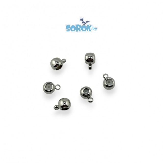 БЭЙЛ латунь, боченок с силиконовой вставкой, родий, 3,5х6мм