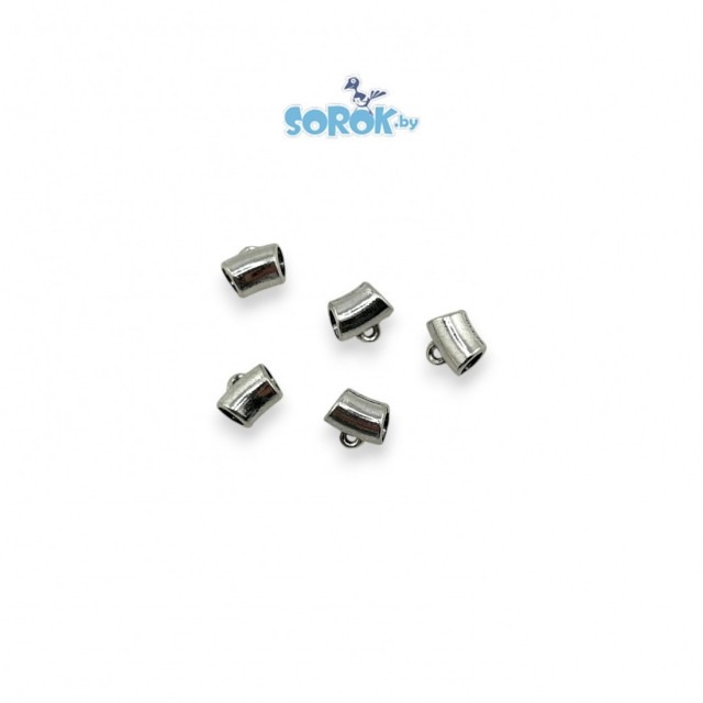 БЕЙЛ-трубочка, цилиндр, цвет светлое серебро, 5,5х8мм