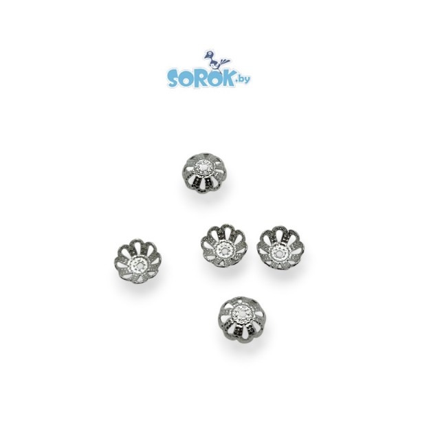 ШАПОЧКА,ажур, родий, 8мм