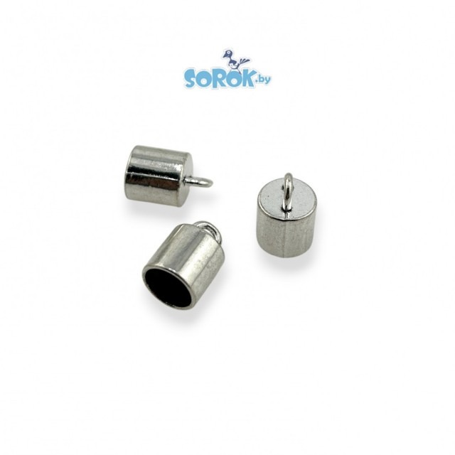 КОНЦЕВИК для шнура с петлей, серебро, 10х15мм