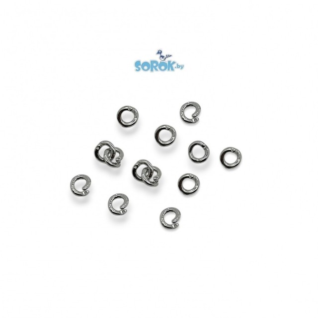 КОЛЬЦО разъемное с зажимом, родий, 5,5 x1,2мм