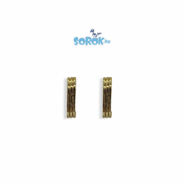 ШВЕНЗЫ конго , прямоугольник 3-х рядный, позолота 18К / ПАРА 