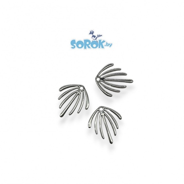 ПОДВЕСКА, лист пальмы, цвет темное серебро, 22мм