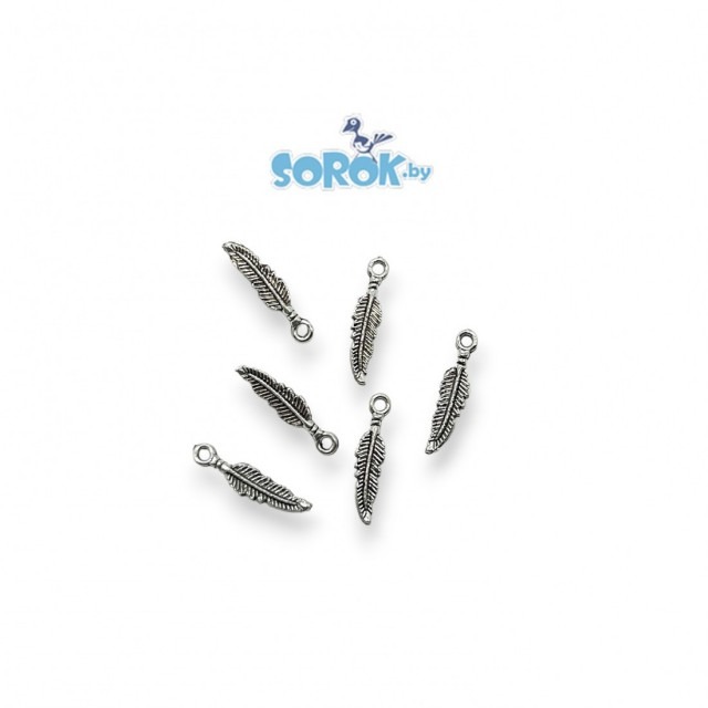 ПОДВЕСКА, перо индейское mini, цвет серебро, 18х4мм