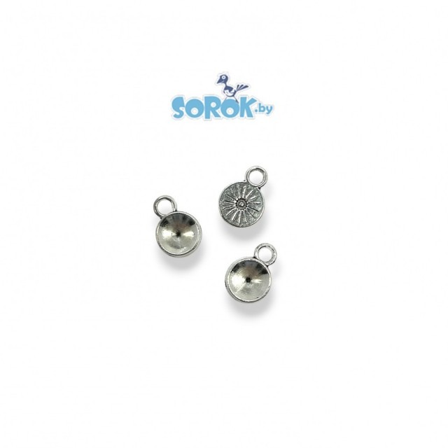 ПОДВЕСКА-оправа под шатон ss39 (6,5мм), цвет светлое серебро, 9мм