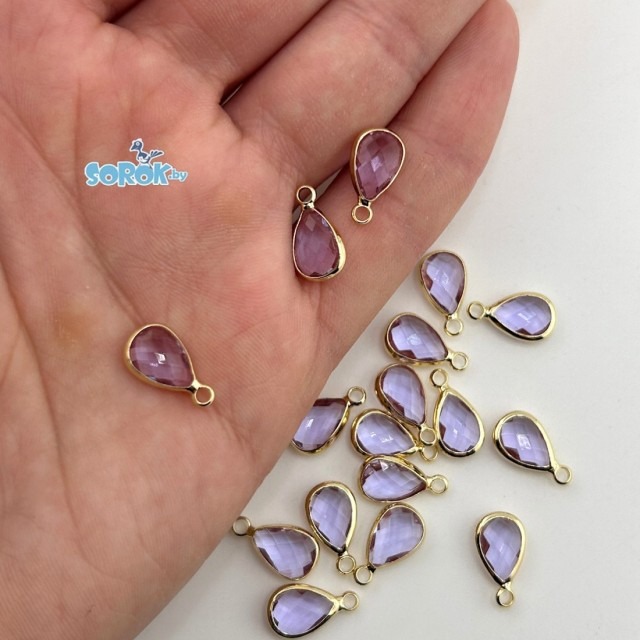 ПОДВЕСКА, капля, Violet, позолота, 14х10мм