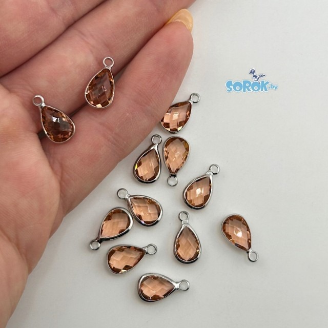 ПОДВЕСКА, капля, Light Topaz, родий, 14х10мм