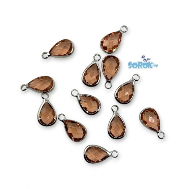ПОДВЕСКА, капля, Light Topaz, родий, 14х10мм