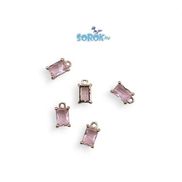 ПОДВЕСКА с цирконом Rose, прямоугольник, позолота 24K, 9х5мм