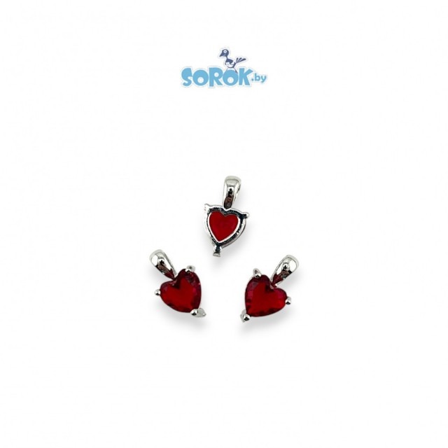 ПОДВЕСКА, сердце (с петлей), Siam, родий,13х8мм
