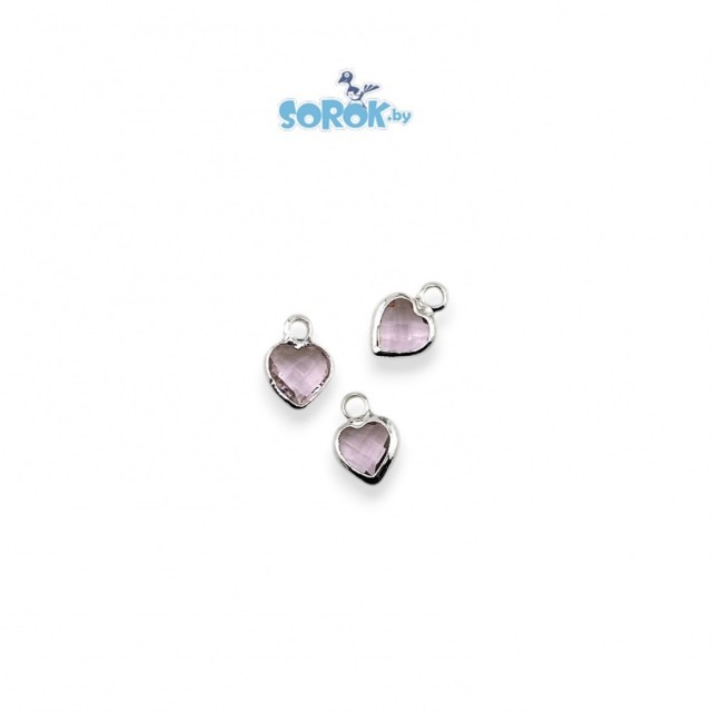 ПОДВЕСКА, сердце, Light Rose, родий, 9х7мм