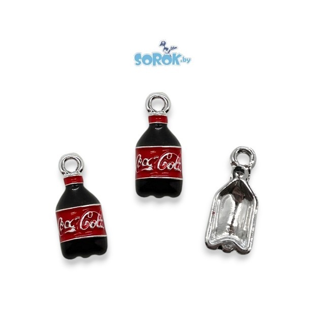 ПОДВЕСКА, бутылка Coca Cola, родий, 19мм