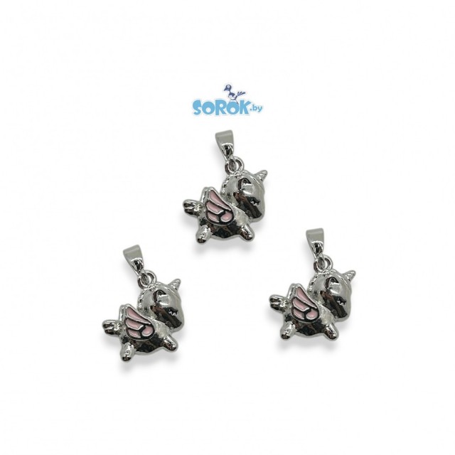 ПОДВЕСКА с цирконами, единорог, родий